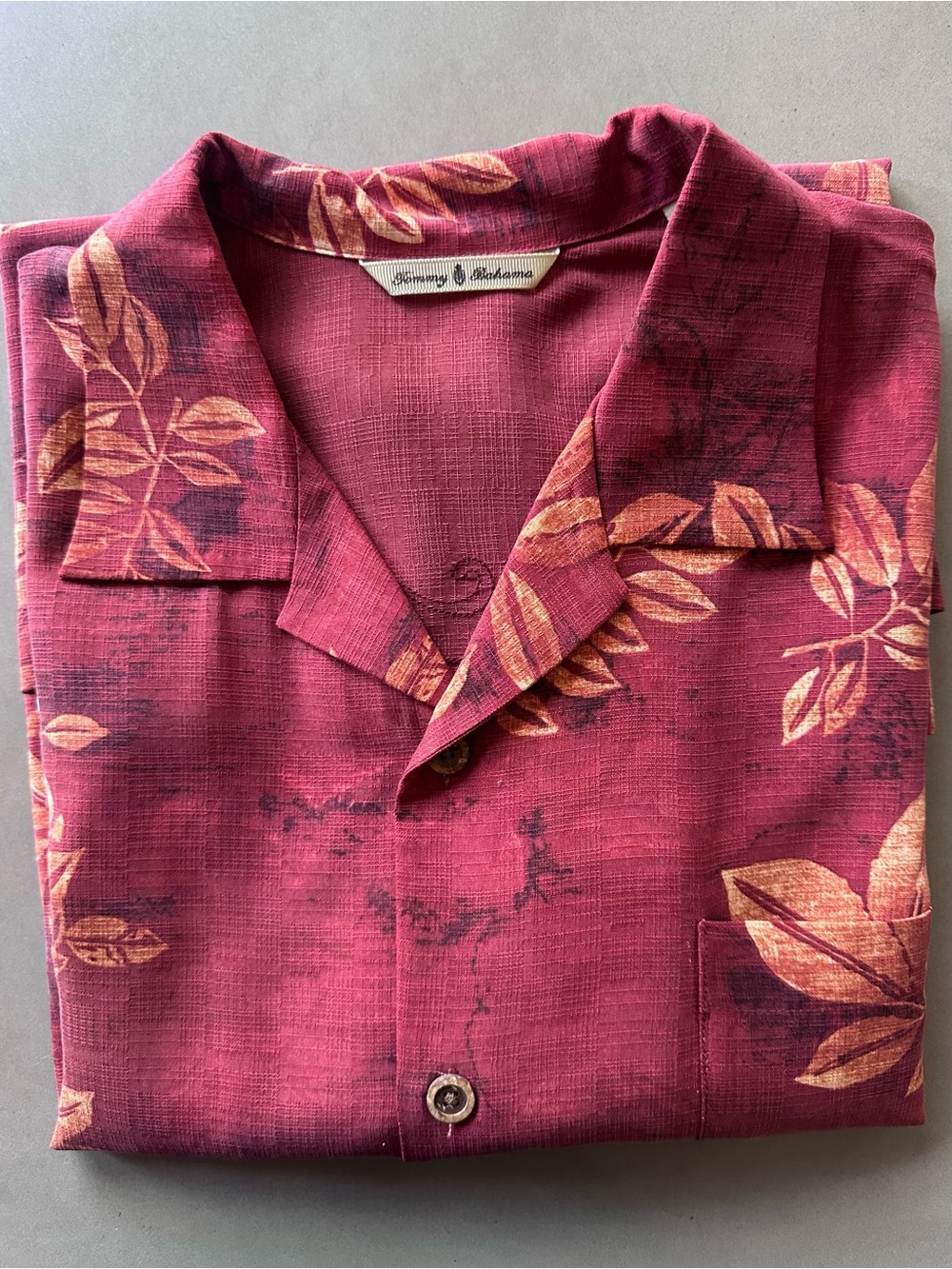 Tommy Bahama Burgundy Leaf Print Shirt